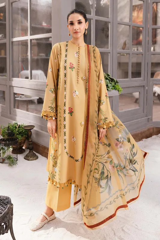 Maria B Winter Basics 25 Dust Yellow Chiffon – view 1 – Poshaq