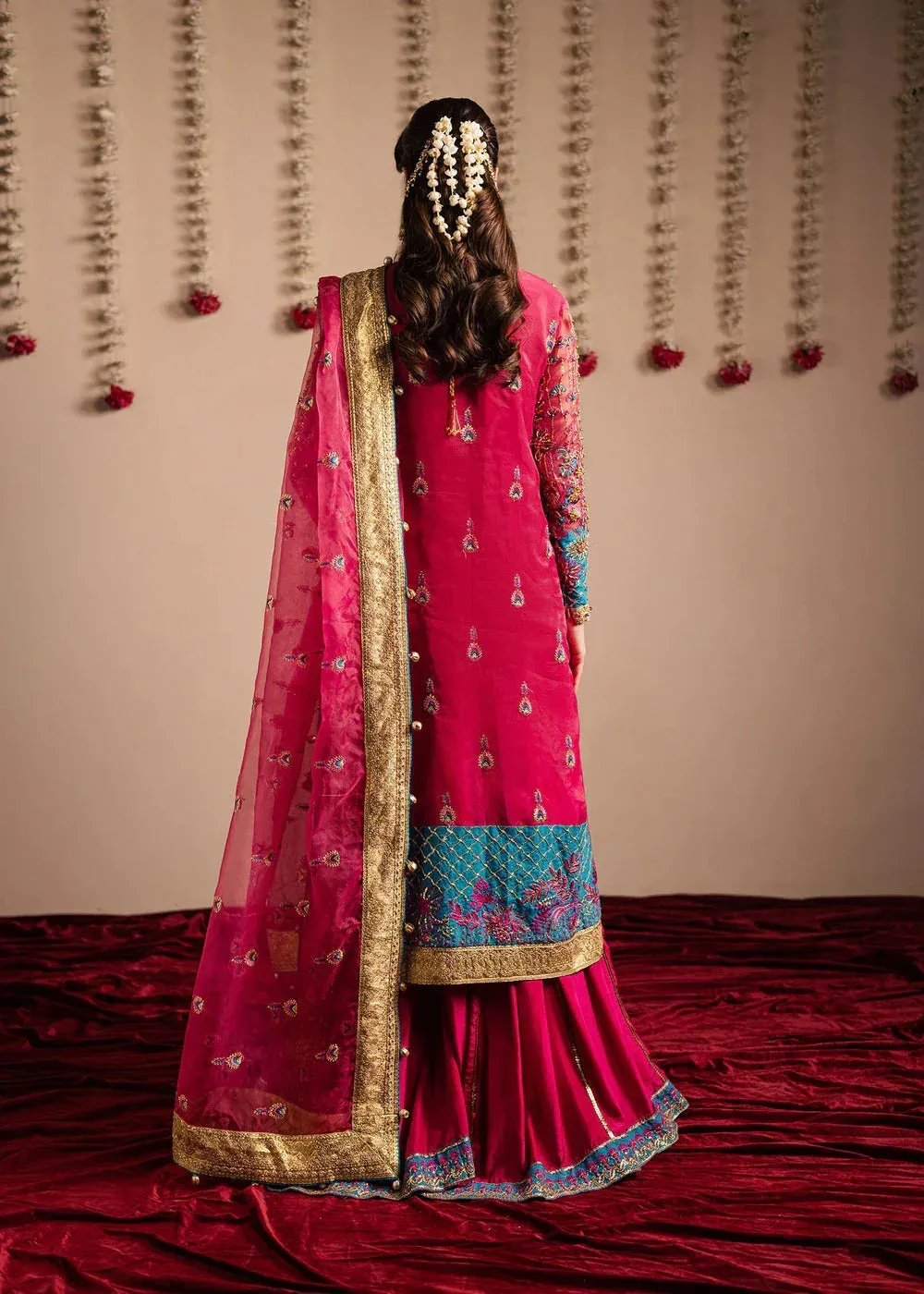 Maria Osama Khan Jhil Mil Wedding Festive Pink Organza – view 2 – Poshaq