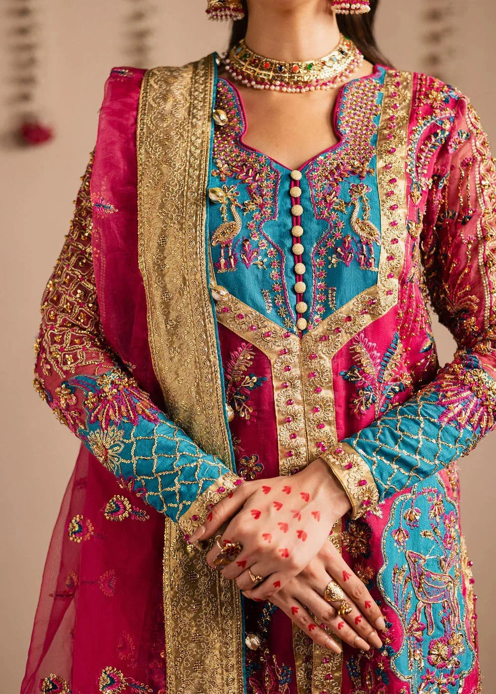 Maria Osama Khan Jhil Mil Wedding Festive Pink Organza – view 3 – Poshaq