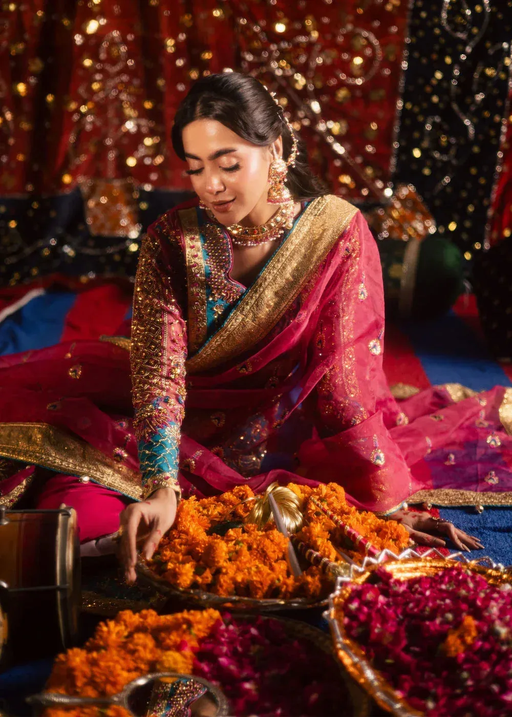 Maria Osama Khan Jhil Mil Wedding Festive Pink Organza – view 4 – Poshaq