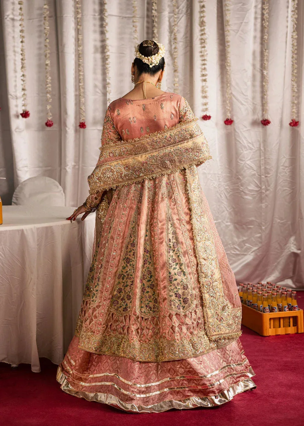 Maria Osama Khan Jhil Mil Wedding Festive tea pink Cotton Silk – view 2 – Poshaq