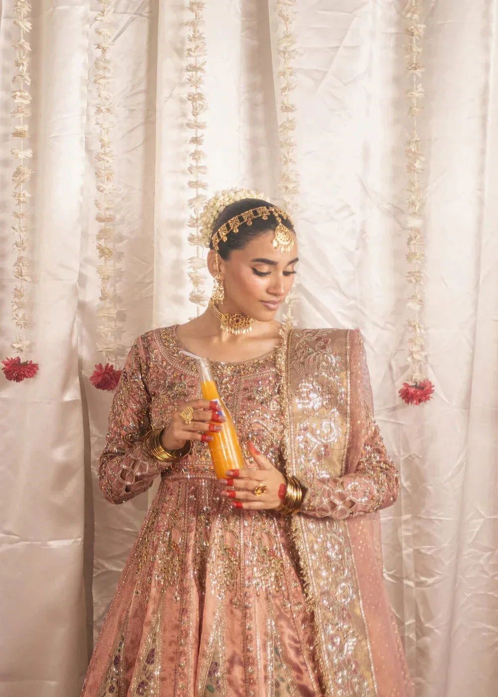 Maria Osama Khan Jhil Mil Wedding Festive tea pink Cotton Silk – view 4 – Poshaq