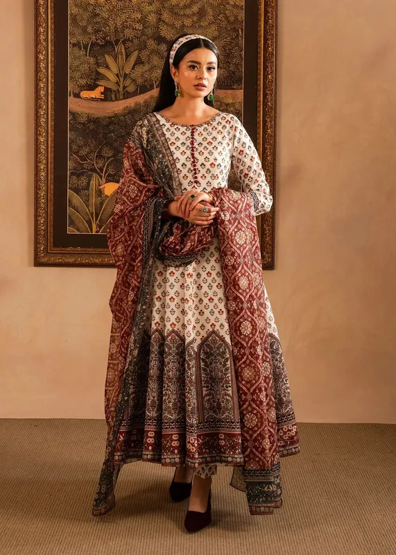 Maria Osama Khan Retro Lawn 25 Off White Tissue – view 1 – Poshaq
