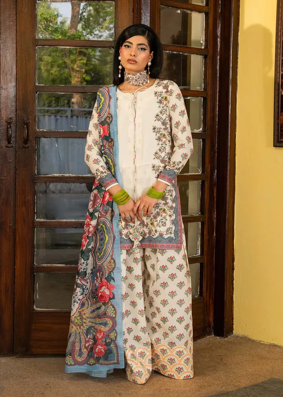Maria Osama Khan Retro Lawn 25 Cream Silk – view 1 – Poshaq