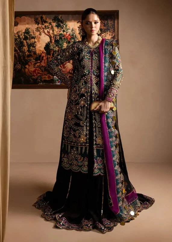 Maria Osama Khan Lamhay Wedding Festive Black Organza – view 1 – Poshaq