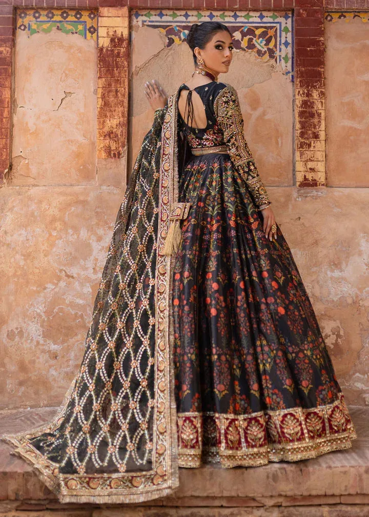 Maria Osama Khan Khawabeedah Wedding Formals Black Raw Silk – view 2 – Poshaq