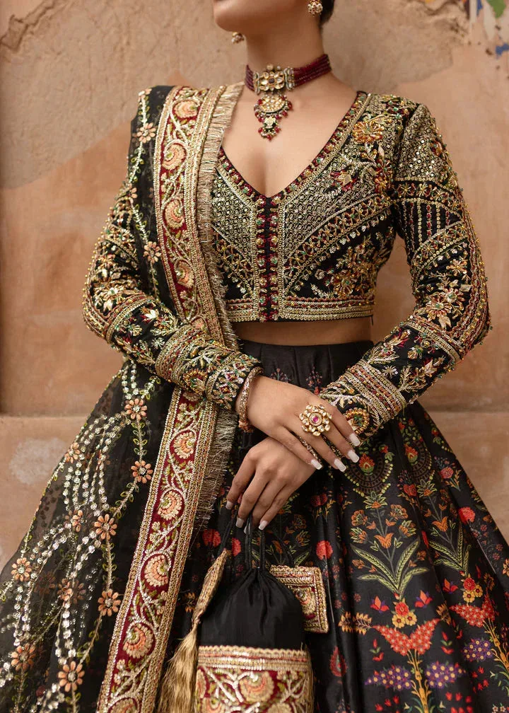 Maria Osama Khan Khawabeedah Wedding Formals Black Raw Silk – view 4 – Poshaq