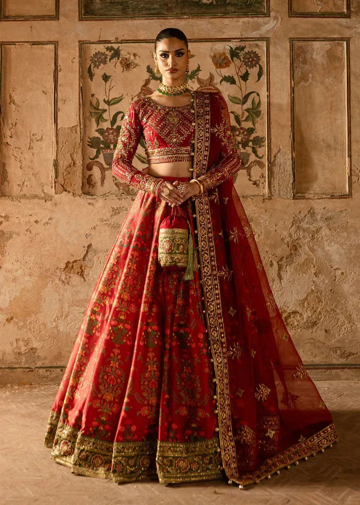 Maria Osama Khan Khawabeedah Wedding Formals Red Raw Silk – view 1 – Poshaq