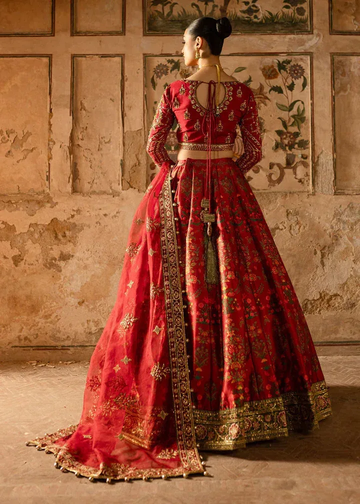 Maria Osama Khan Khawabeedah Wedding Formals Red Raw Silk – view 2 – Poshaq