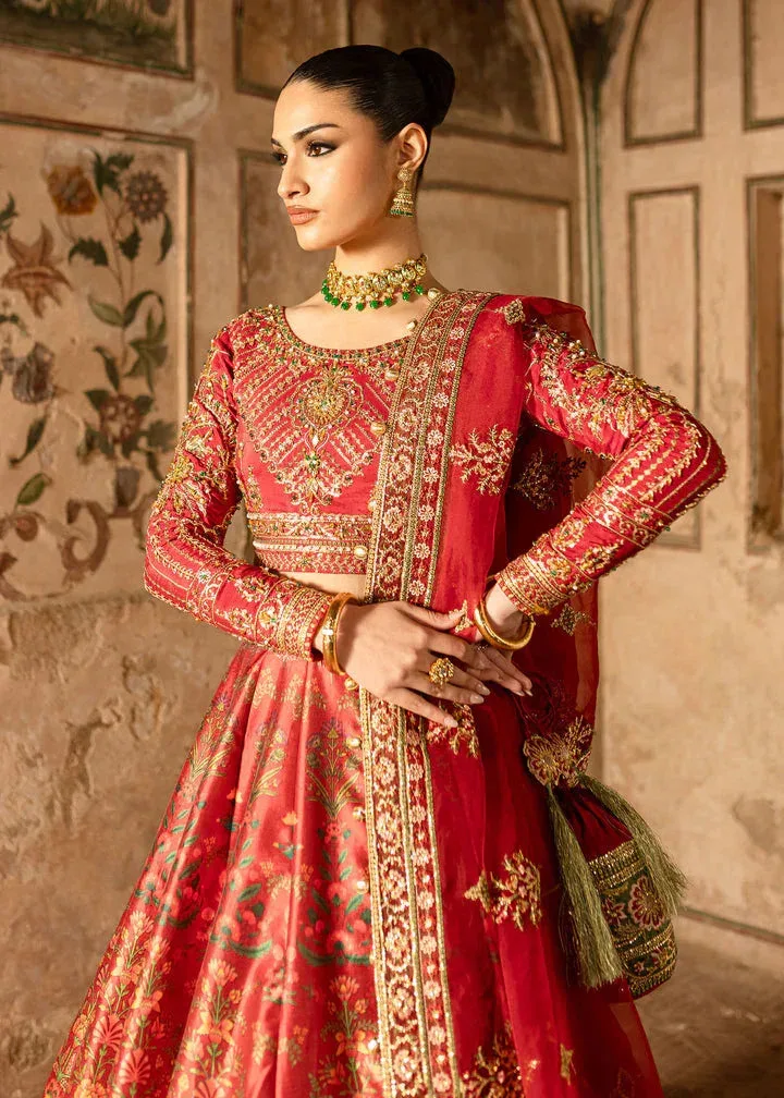 Maria Osama Khan Khawabeedah Wedding Formals Red Raw Silk – view 3 – Poshaq