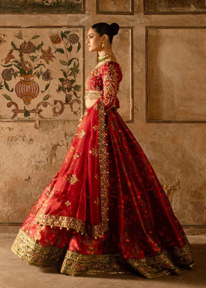 Maria Osama Khan Khawabeedah Wedding Formals Red Raw Silk – view 4 – Poshaq