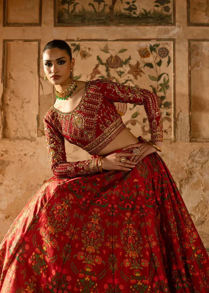 Maria Osama Khan Khawabeedah Wedding Formals Red Raw Silk – view 5 – Poshaq