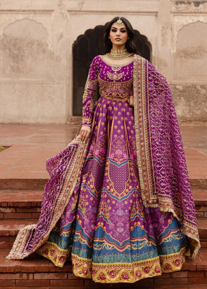 Maria Osama Khan Khawabeedah Wedding Formals Purple Raw Silk – view 1 – Poshaq