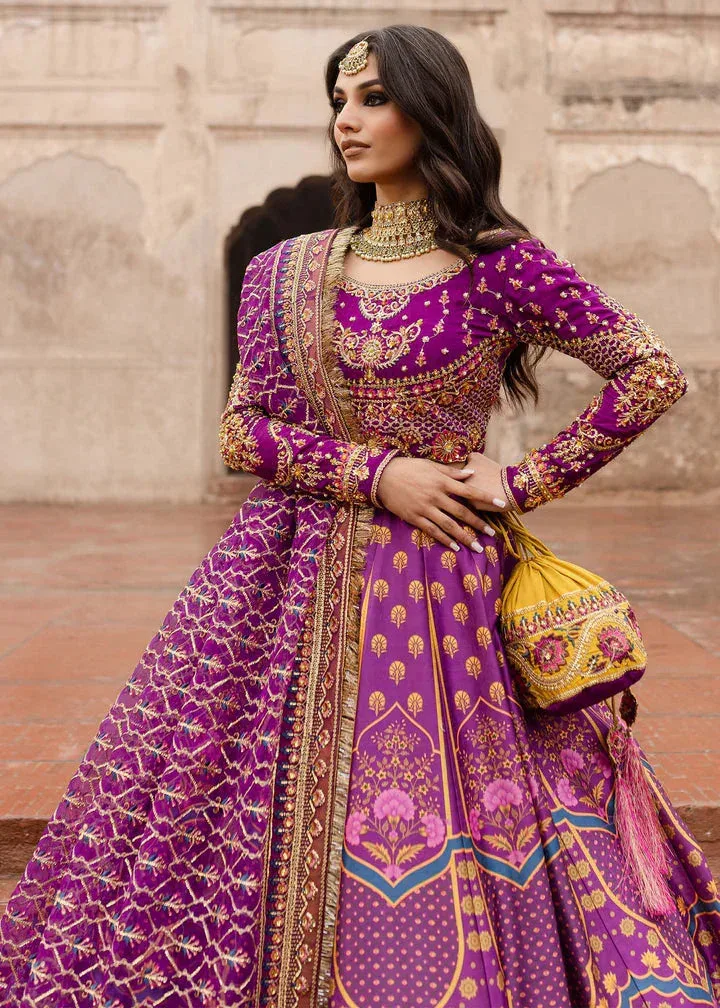 Maria Osama Khan Khawabeedah Wedding Formals Purple Raw Silk – view 3 – Poshaq