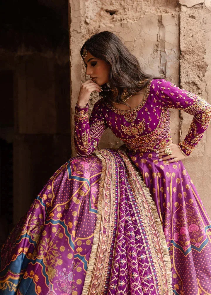 Maria Osama Khan Khawabeedah Wedding Formals Purple Raw Silk – view 5 – Poshaq