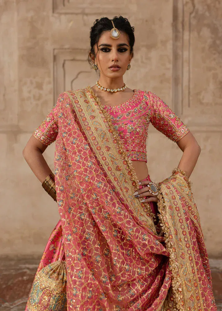 Maria Osama Khan Khawabeedah Wedding Formals Fuchsia Pink Raw Silk – view 3 – Poshaq