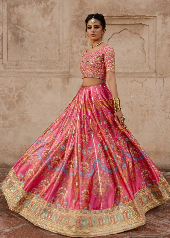 Maria Osama Khan Khawabeedah Wedding Formals Fuchsia Pink Raw Silk – view 4 – Poshaq