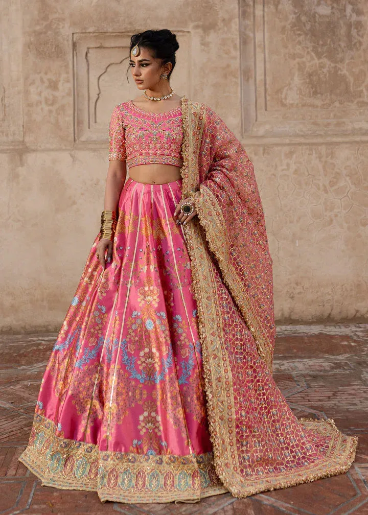 Maria Osama Khan Khawabeedah Wedding Formals Fuchsia Pink Raw Silk – view 5 – Poshaq