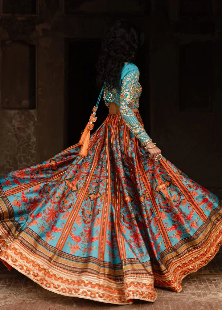 Maria Osama Khan Khawabeedah Wedding Formals Turqiouse Raw Silk – view 2 – Poshaq