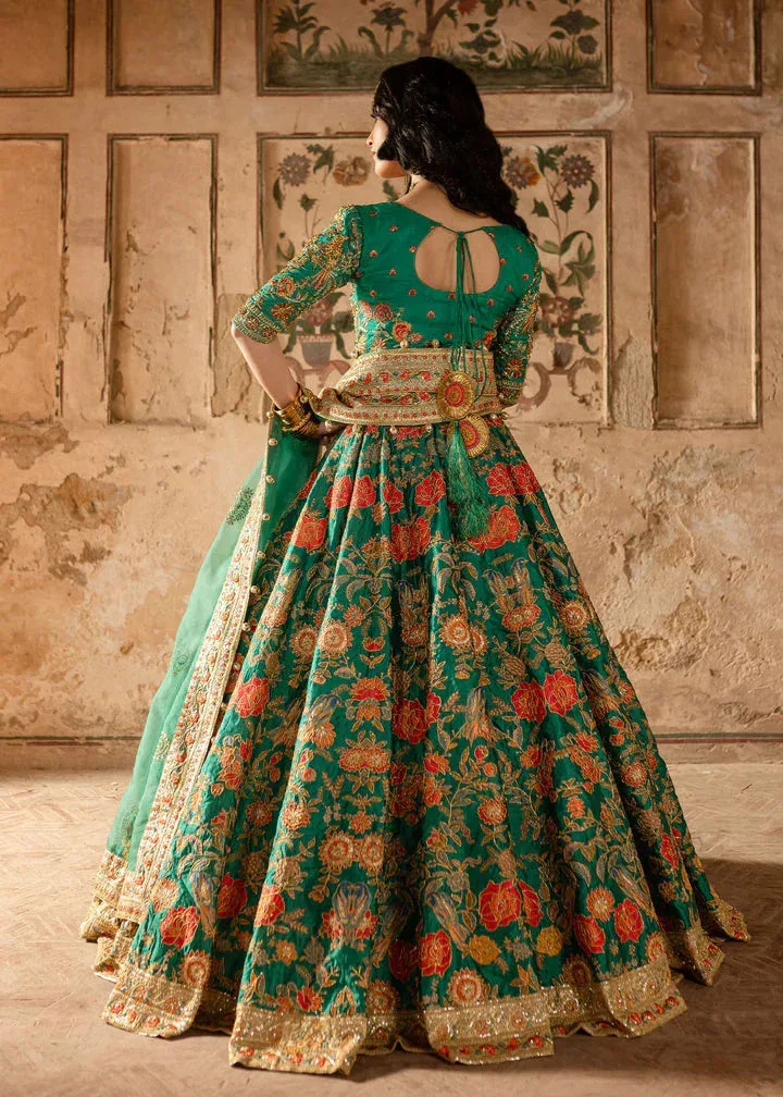 Maria Osama Khan Khawabeedah Wedding Formals Green Raw Silk – view 2 – Poshaq