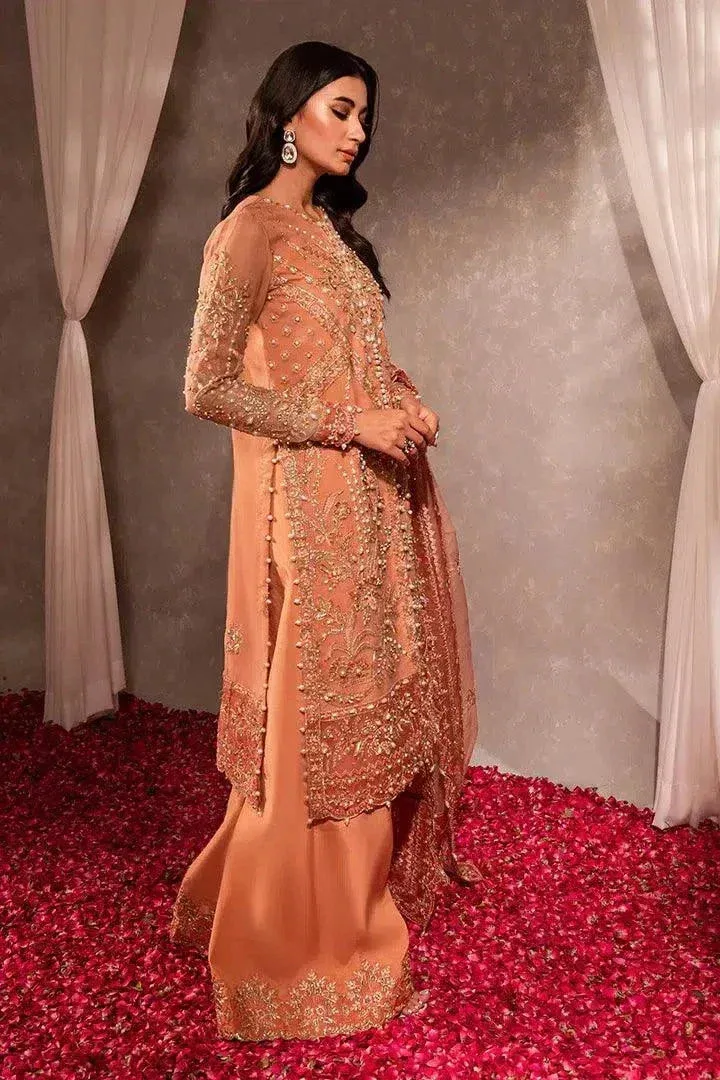 Maria Osama Khan Dastaan Festive Formals 23 Peach Raw Silk – view 6 – Poshaq