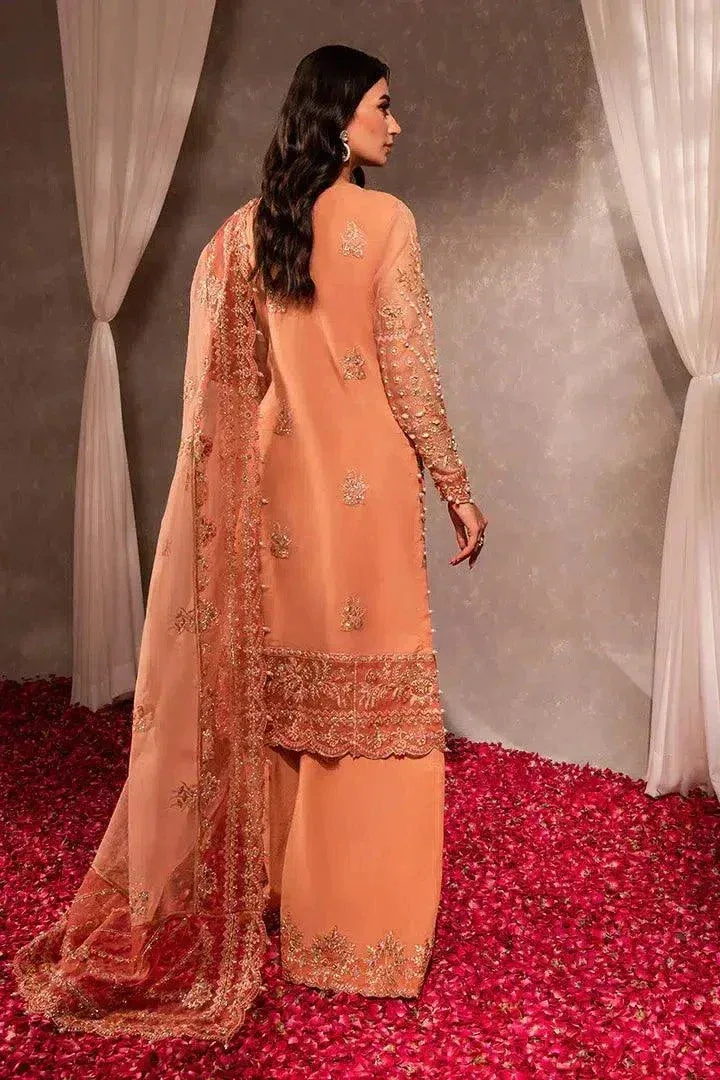 Maria Osama Khan Dastaan Festive Formals 23 Peach Raw Silk – view 7 – Poshaq