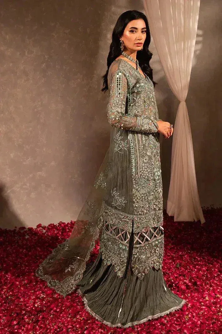 Maria Osama Khan Dastaan Festive Formals 23 Green Raw Silk – view 10 – Poshaq