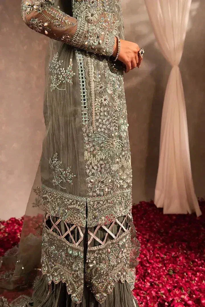 Maria Osama Khan Dastaan Festive Formals 23 Green Raw Silk – view 6 – Poshaq
