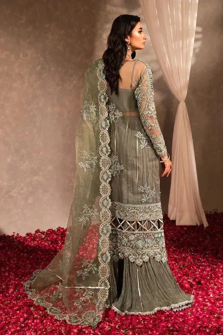 Maria Osama Khan Dastaan Festive Formals 23 Green Raw Silk – view 7 – Poshaq