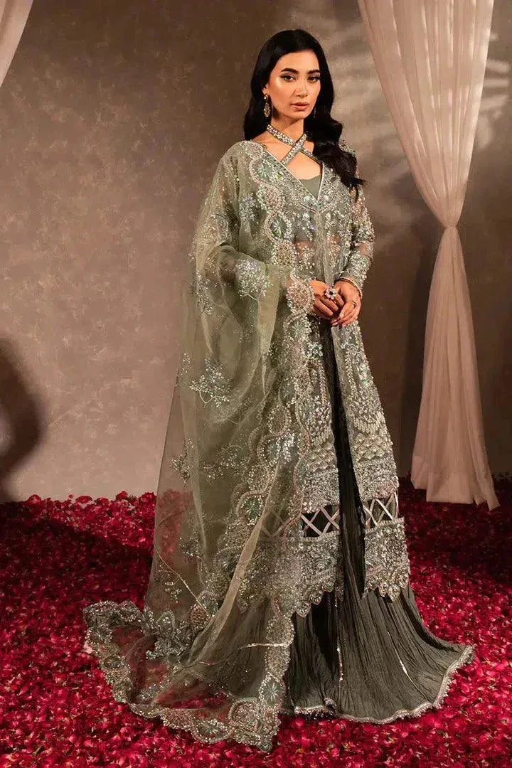 Maria Osama Khan Dastaan Festive Formals 23 Green Raw Silk – view 9 – Poshaq