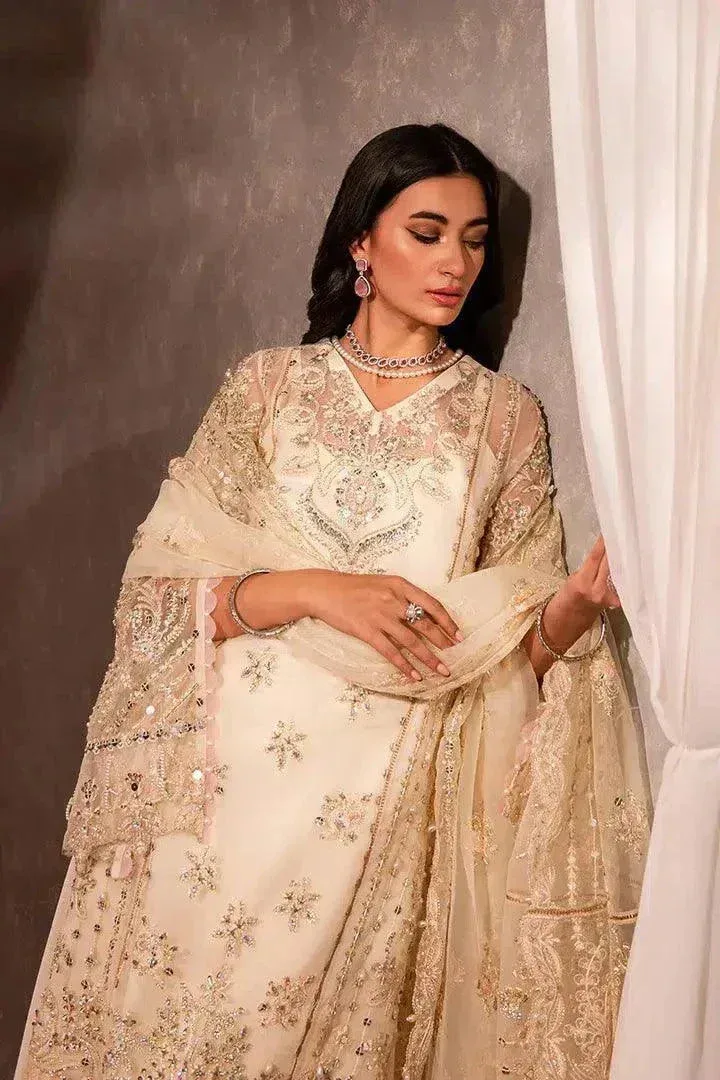 Maria Osama Khan Dastaan Festive Formals 23 Off White Raw Silk – view 2 – Poshaq