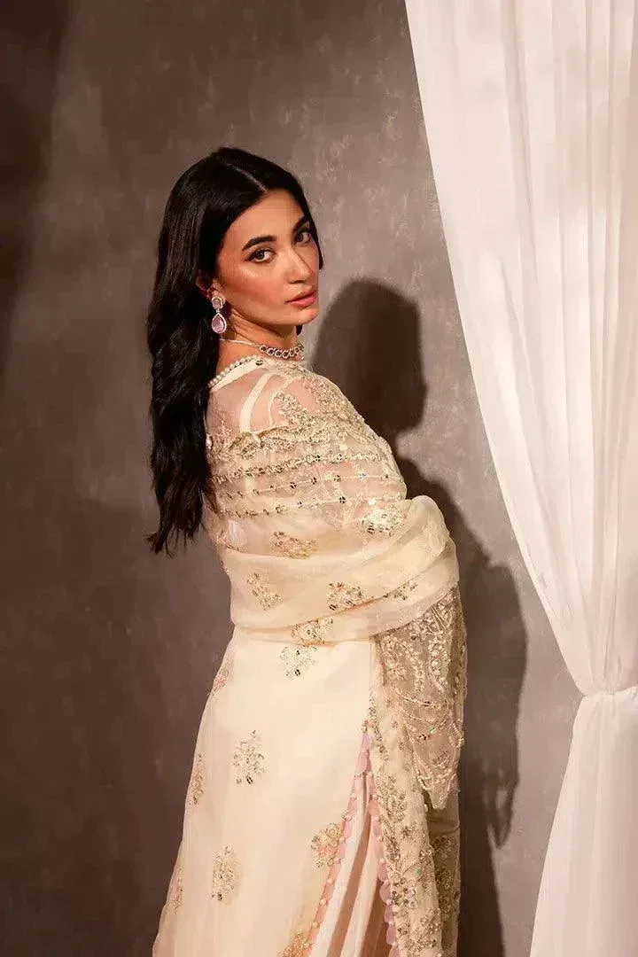 Maria Osama Khan Dastaan Festive Formals 23 Off White Raw Silk – view 3 – Poshaq