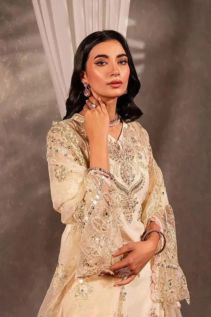 Maria Osama Khan Dastaan Festive Formals 23 Off White Raw Silk – view 8 – Poshaq
