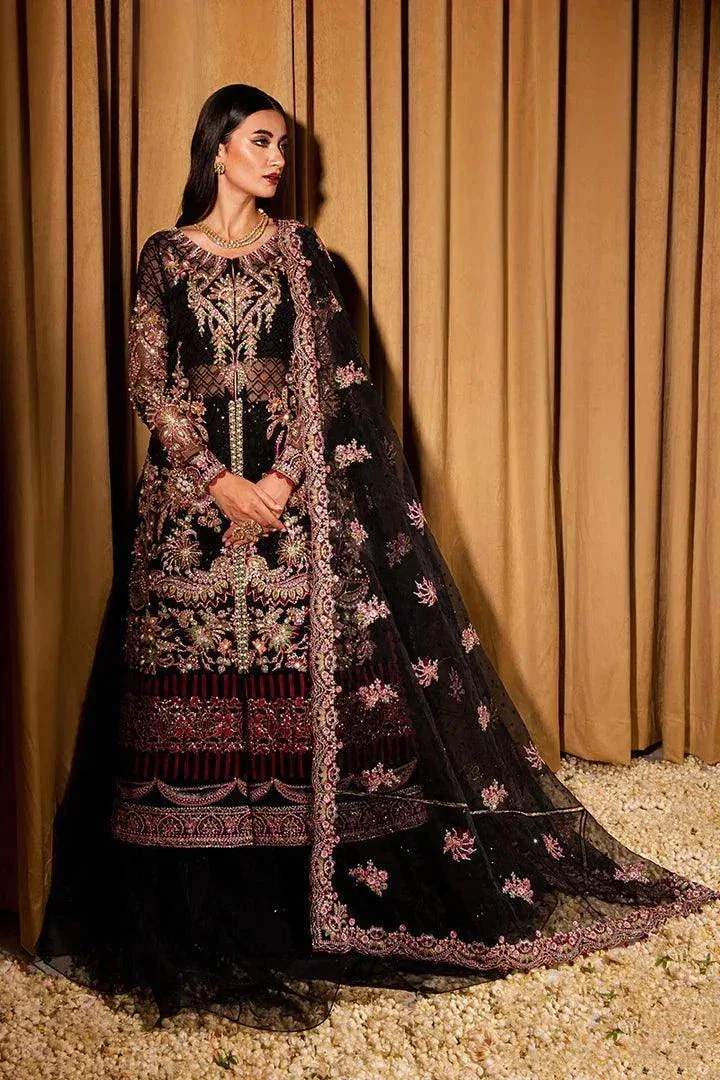 Maria Osama Khan Dastaan Festive Formals 23 Black Raw Silk – view 3 – Poshaq