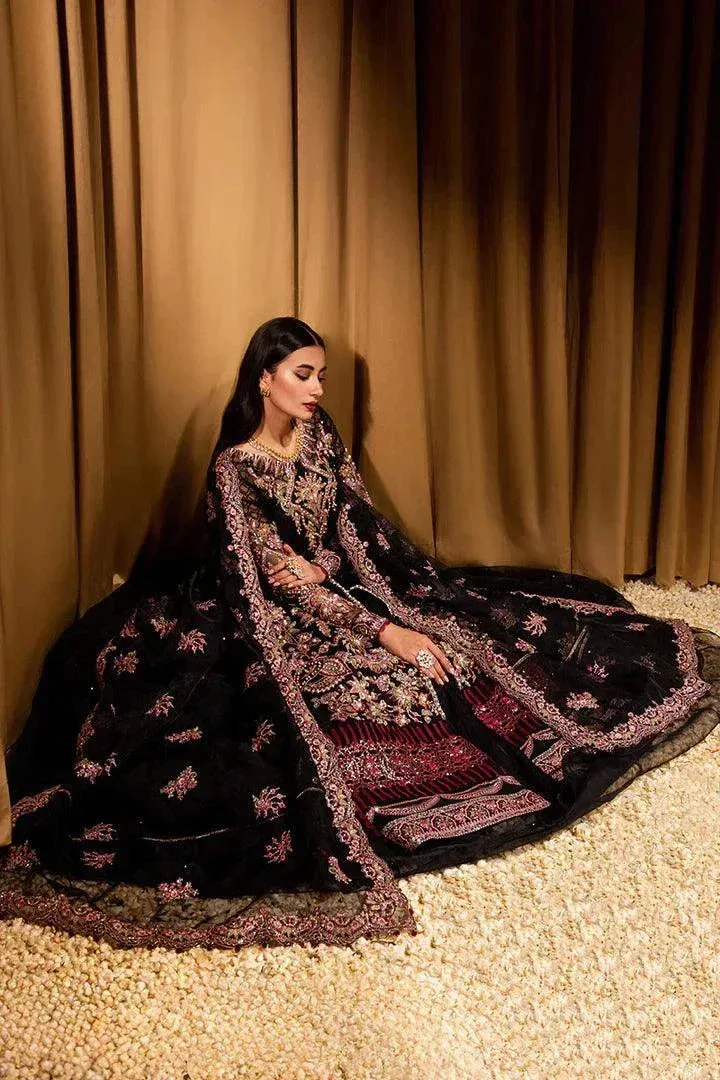 Maria Osama Khan Dastaan Festive Formals 23 Black Raw Silk – view 5 – Poshaq
