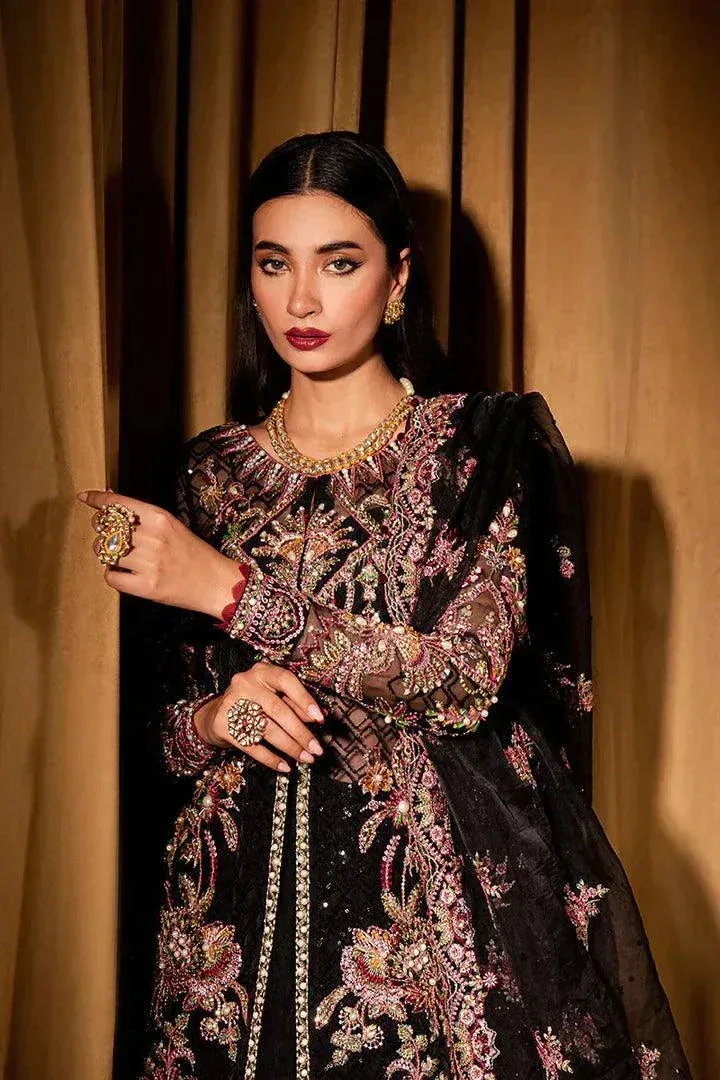 Maria Osama Khan Dastaan Festive Formals 23 Black Raw Silk – view 7 – Poshaq