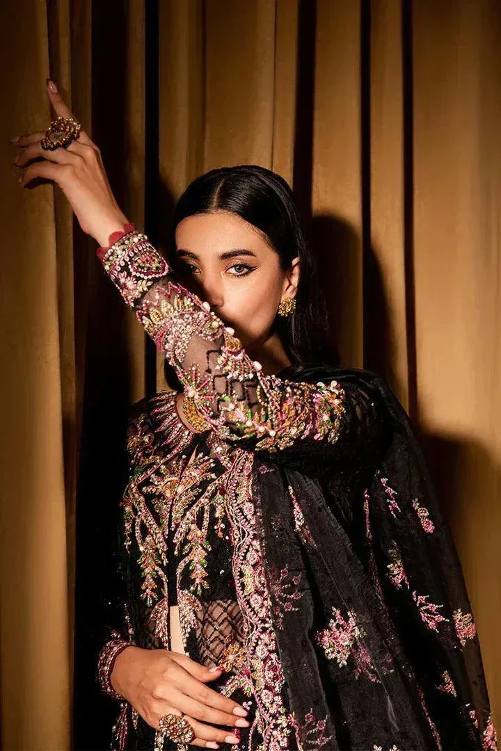 Maria Osama Khan Dastaan Festive Formals 23 Black Raw Silk – view 8 – Poshaq