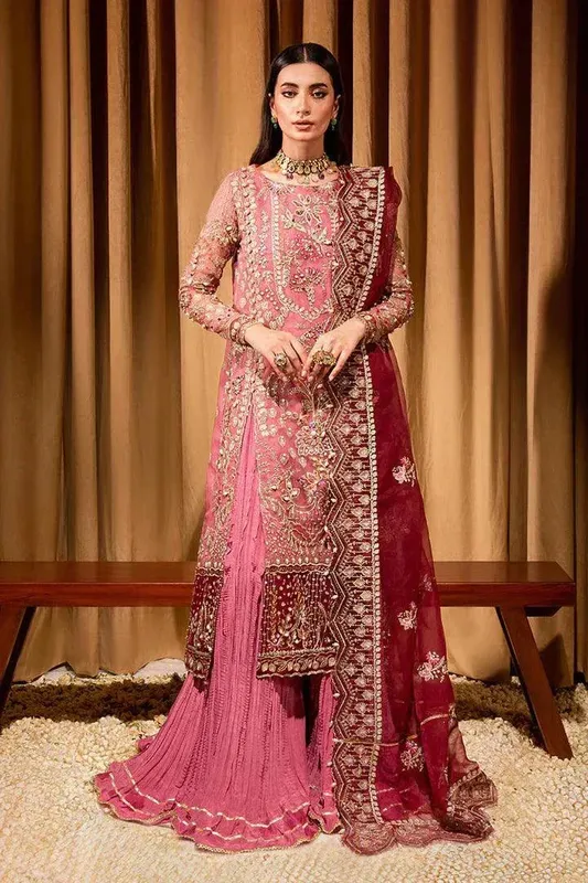 Maria Osama Khan Dastaan Festive Formals 23 Tea Pink Raw Silk – view 1 – Poshaq