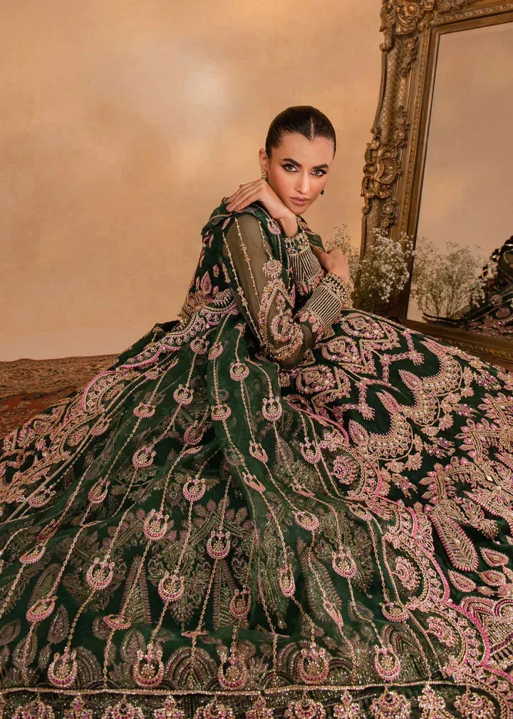 Maria Osama Khan Sajni Wedding Festive Bottle Green Organza – view 4 – Poshaq