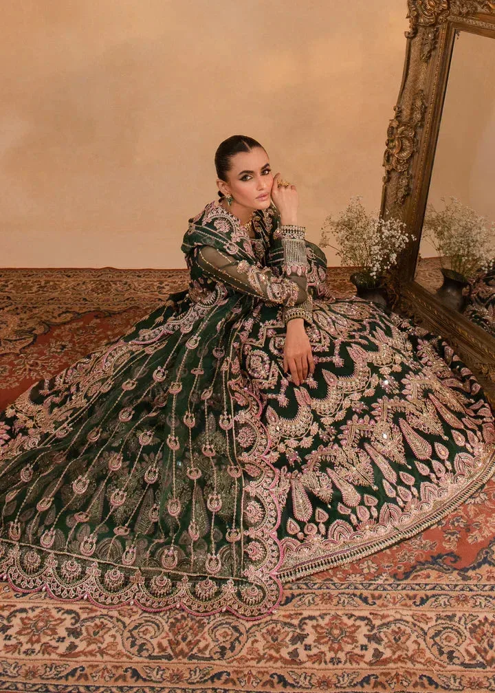 Maria Osama Khan Sajni Wedding Festive Bottle Green Organza – view 5 – Poshaq