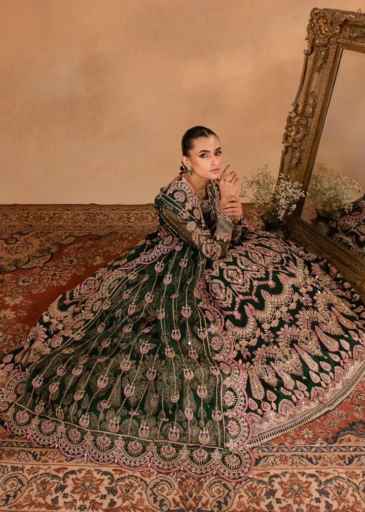 Maria Osama Khan Sajni Wedding Festive Bottle Green Organza – view 6 – Poshaq