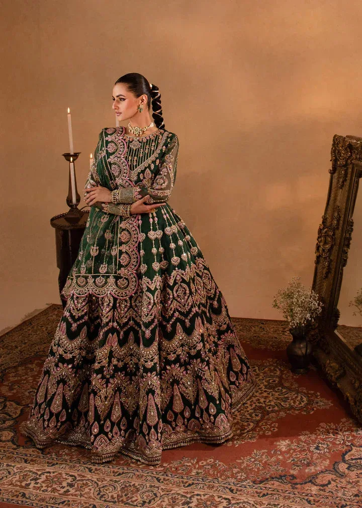 Maria Osama Khan Sajni Wedding Festive Bottle Green Organza – view 8 – Poshaq