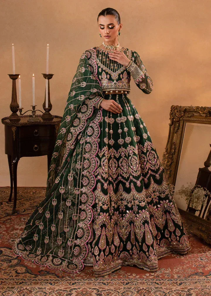 Maria Osama Khan Sajni Wedding Festive Bottle Green Organza – view 9 – Poshaq