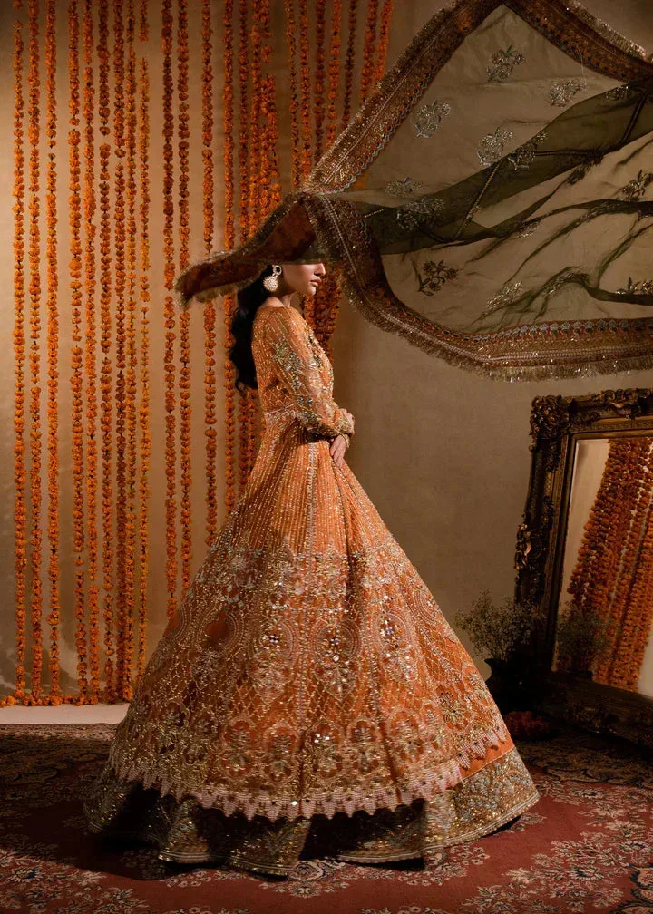 Maria Osama Khan Sajni Wedding Festive Orange Raw Silk – view 2 – Poshaq