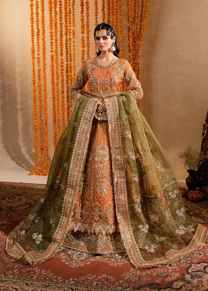 Maria Osama Khan Sajni Wedding Festive Orange Raw Silk – view 3 – Poshaq