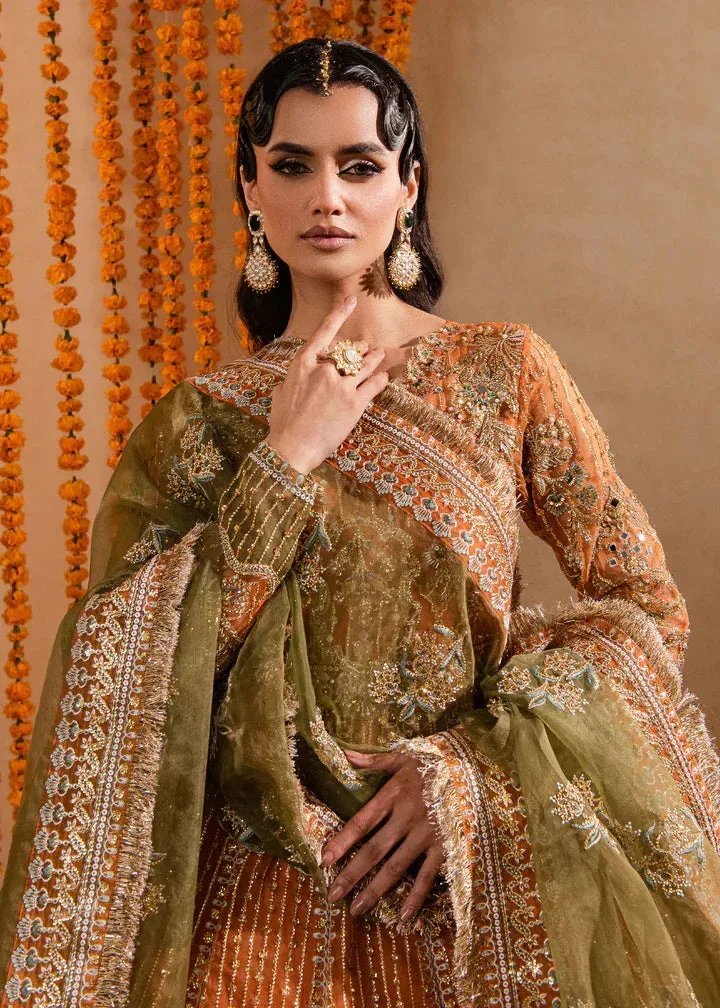 Maria Osama Khan Sajni Wedding Festive Orange Raw Silk – view 4 – Poshaq