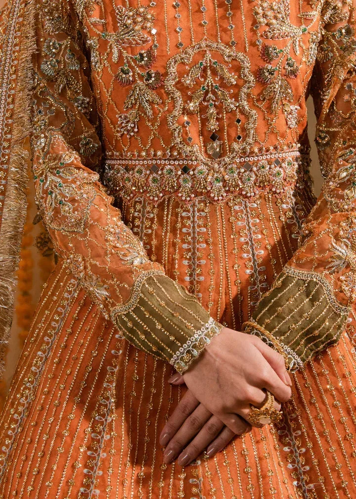Maria Osama Khan Sajni Wedding Festive Orange Raw Silk – view 5 – Poshaq