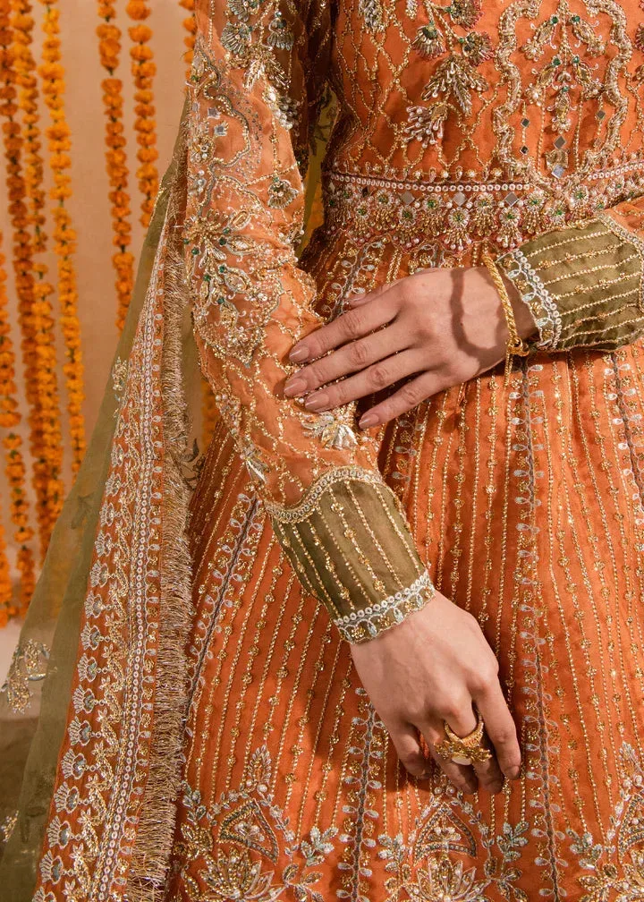Maria Osama Khan Sajni Wedding Festive Orange Raw Silk – view 6 – Poshaq