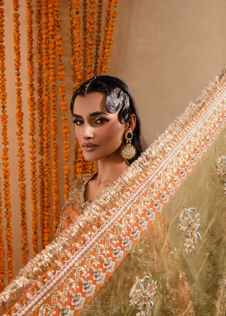Maria Osama Khan Sajni Wedding Festive Orange Raw Silk – view 7 – Poshaq