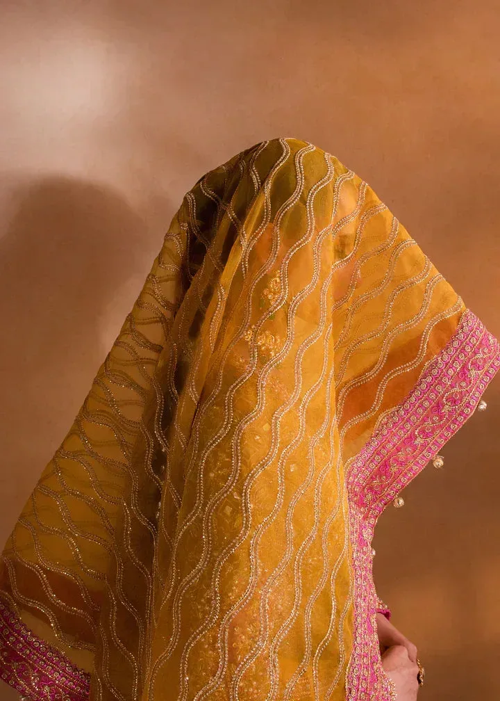 Maria Osama Khan Sajni Wedding Festive Mustard Raw Silk – view 10 – Poshaq